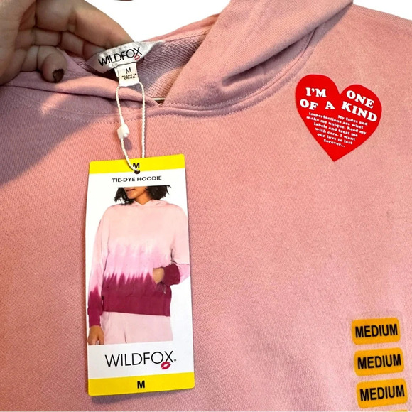Wildfox Women’s French Terry Pink Tie Dye Ombre Hoodie size Medium - Picture 5 of 5